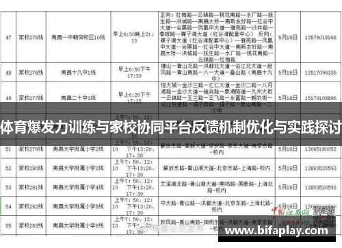 体育爆发力训练与家校协同平台反馈机制优化与实践探讨